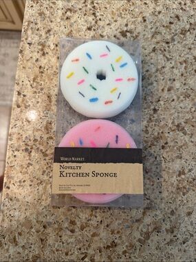 Cost Plus World Market White & Pink Donut Novelty Kitchen Sponges